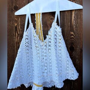 Free People White Crochet Tank Top